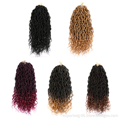 Goddess Locs Crochet Hair Extensions Solid And Ombre Color Curly Faux Locks Hair 18inch Synthetic Fiber Goddess Locs